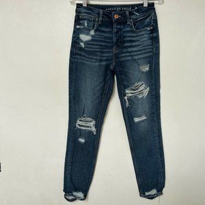 American Eagle Outfitters Tomgirl Destroyed Button Fly Jeans Denim Womens Size 0
